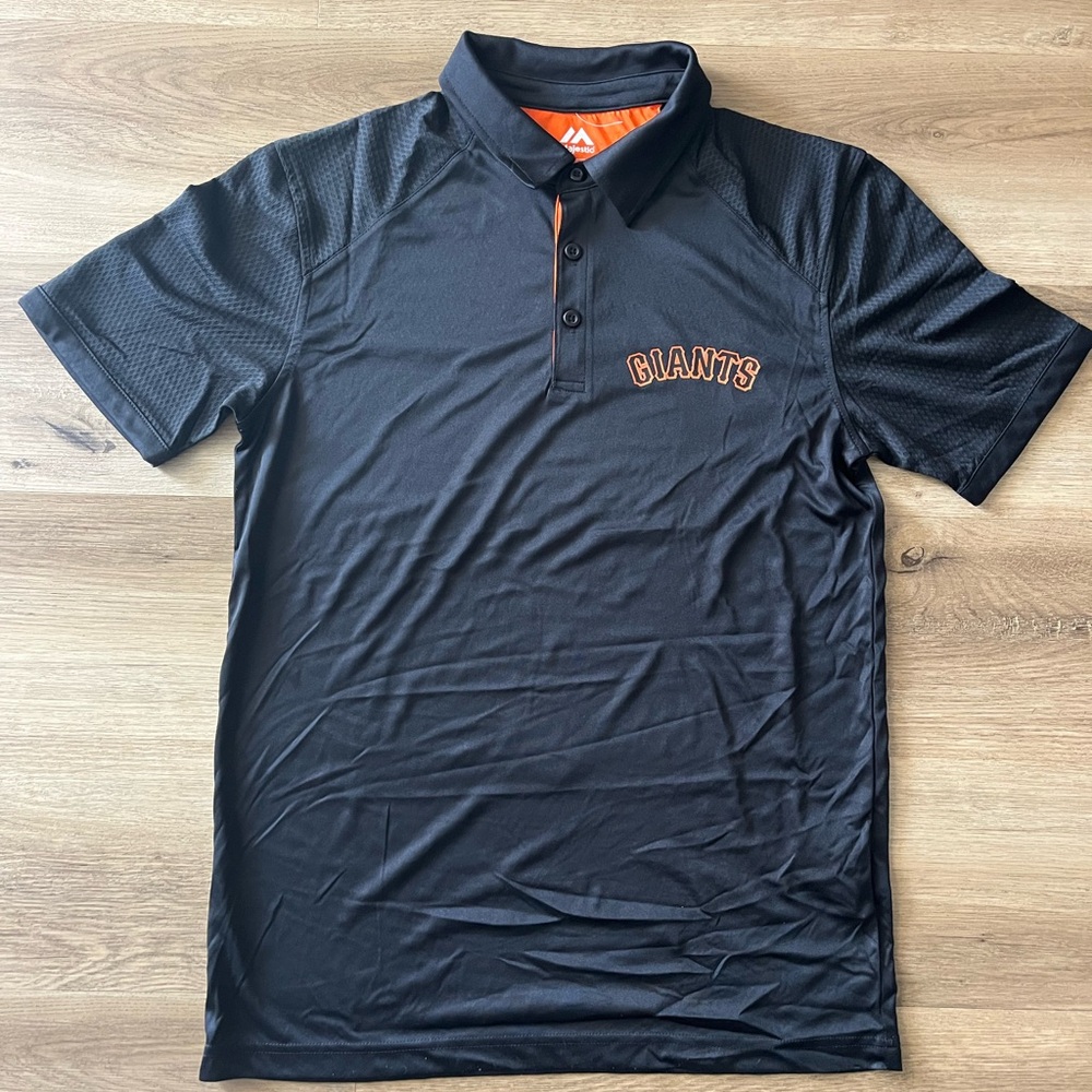 San Francisco Giants Baseball Majestic Black and Orange Polo Shirt